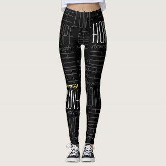 Leggings Faith HopeLoveForce et courage Grey sur le noir