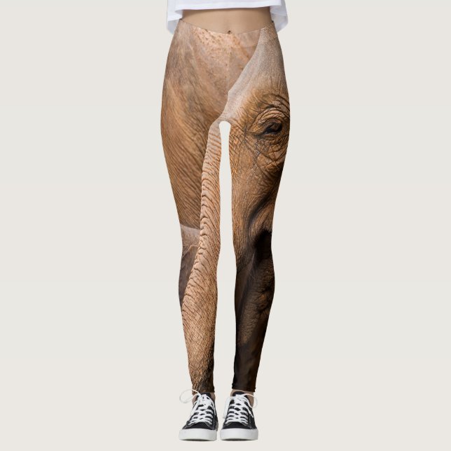 Leggings Famille des éléphants : Faune majestueuse (Devant)