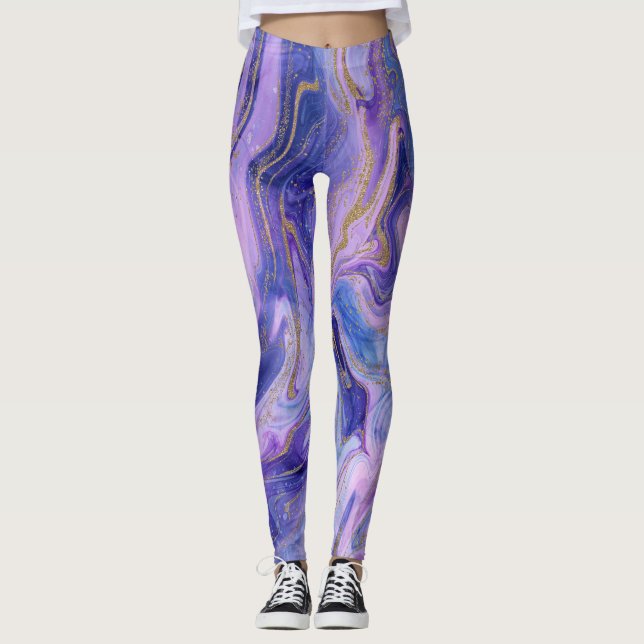 Leggings Fantaisie de lavis à l'aquarelle de barbe à papa é (Devant)