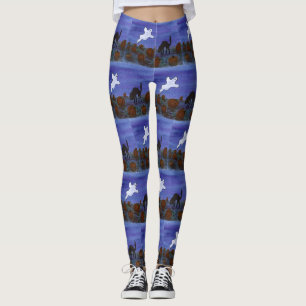 Leggings Fantôme et chat noir dans le patch Citrouille