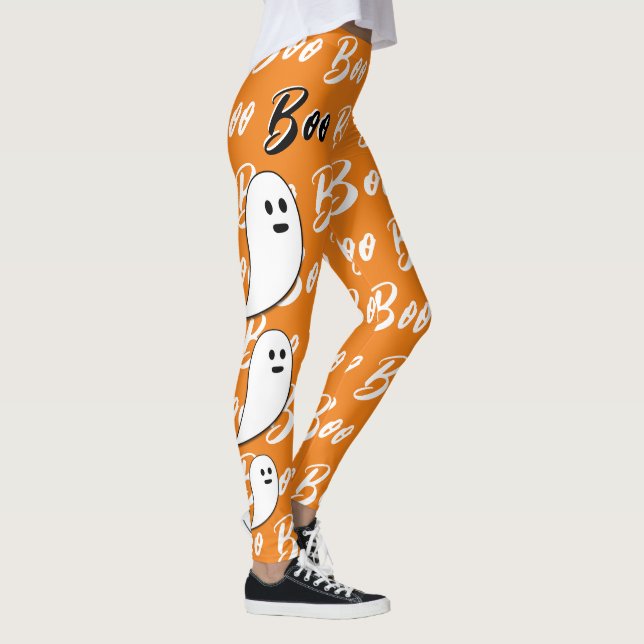 Leggings Fantôme Halloween noir blanc orange boo (Droite)