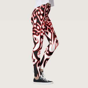 Leggings Fantôme psychédélique - noir blanc et rouge