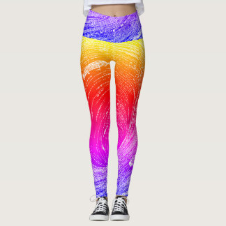 Leggings Fascinating Retro Orange Purple Yellow Vortex