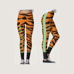 Leggings Faune personnalisée l Brown noir animal motif<br><div class="desc">OEuvre graphique de motif animal et de couleur assortis,  brun,  noir et vert menthe.</div>