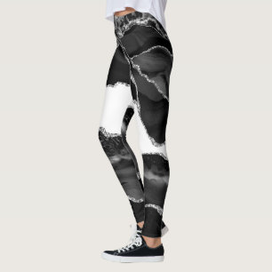 Leggings Fausse Agate Marbrée Noir Blanc Pierre Moderne Ten