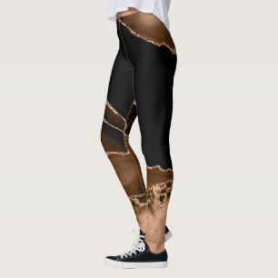Leggings Faux Desert Brown marbré Agate de pierre contempor