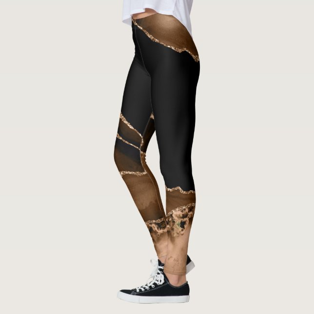 Leggings Faux Desert Brown marbré Agate de pierre contempor (Gauche)