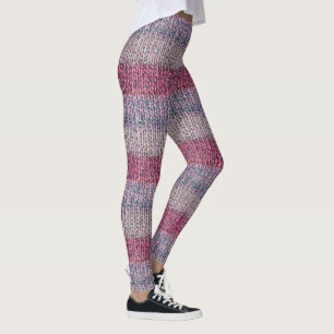Leggings Faux Knit en couleurs douces et rayures O
