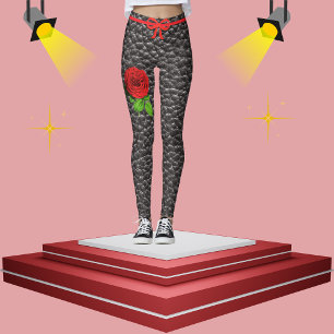 Leggings Faux Noir Tissu Rose Mode tendance