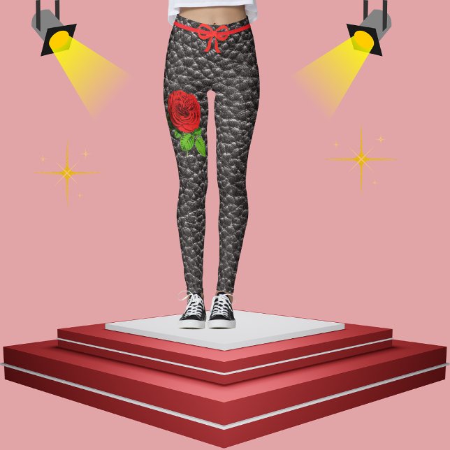 Leggings Faux Noir Tissu Rose Mode tendance (Créateur téléchargé)