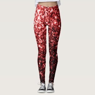 Leggings Faux paillettes rouge foncé scintillantes Glamour