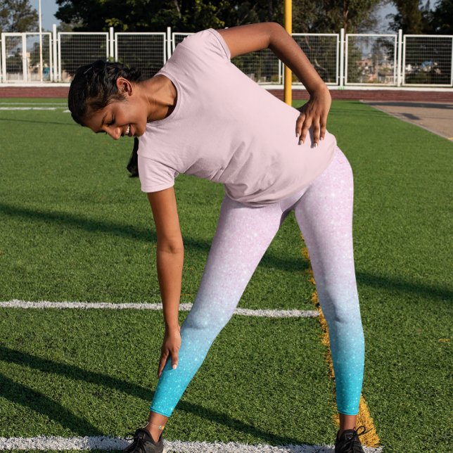 Leggings Faux Parties scintillant Ombre rose et turquoise (Créateur téléchargé)