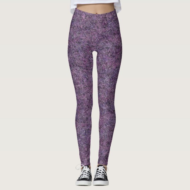 Leggings Faux Shag blanc violet noir épais (Devant)