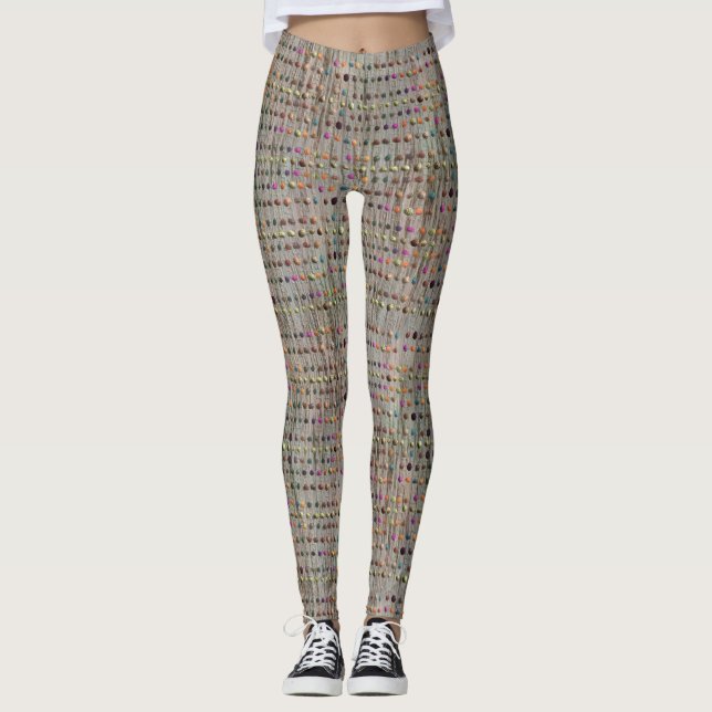 Leggings faux texture avec motif à points (Devant)