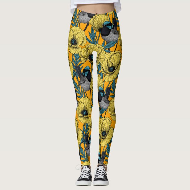 Leggings Fée et pavots en jaune (Devant)