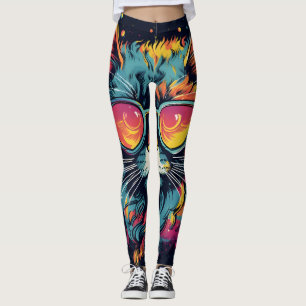 Leggings Feline Geek rétro chic