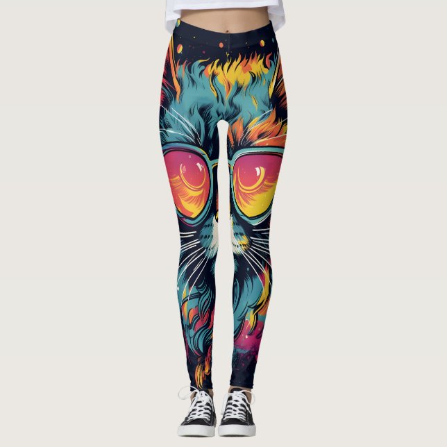 Leggings Feline Geek rétro chic (Devant)