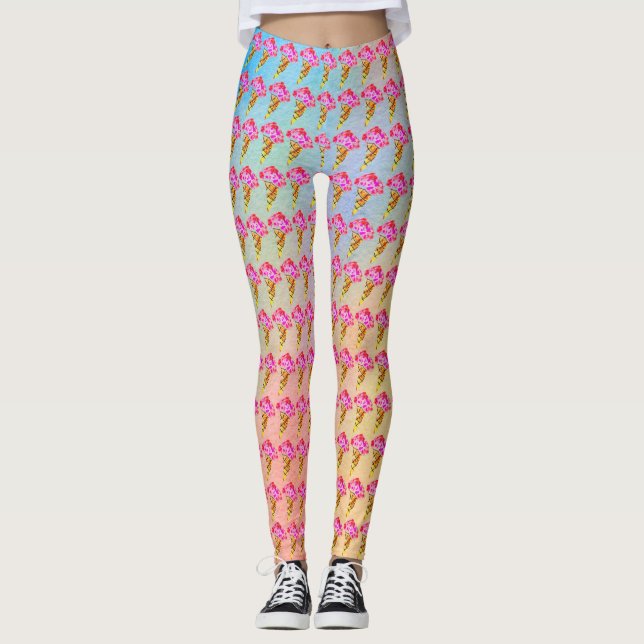 Leggings féminine de cônes de crème glacée (Devant)