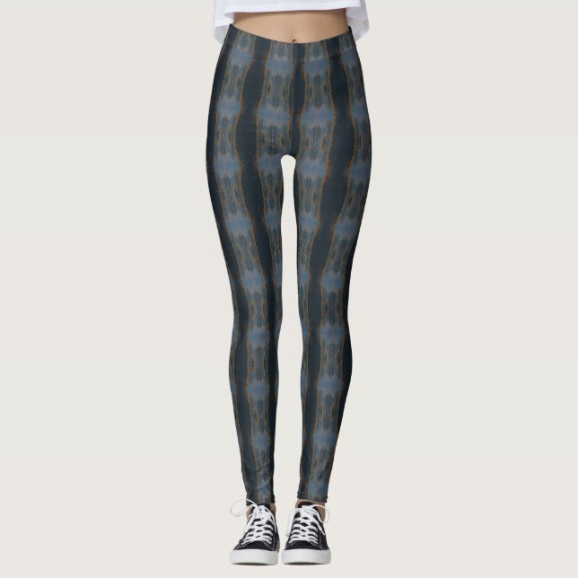 Leggings féminins bleu ardoise inspirés du tie-dye (Devant)