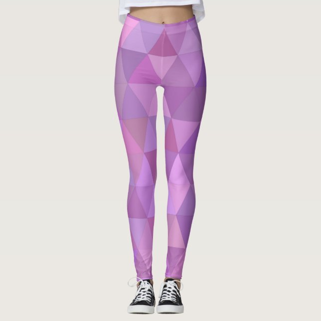 Leggings féminins géométriques roses (Devant)