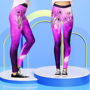 Leggings Femme à la Cravate à la mode violet Lilac Floral D