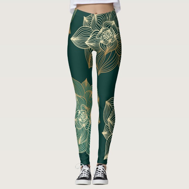 Leggings femme avec magnolia d'or (Devant)