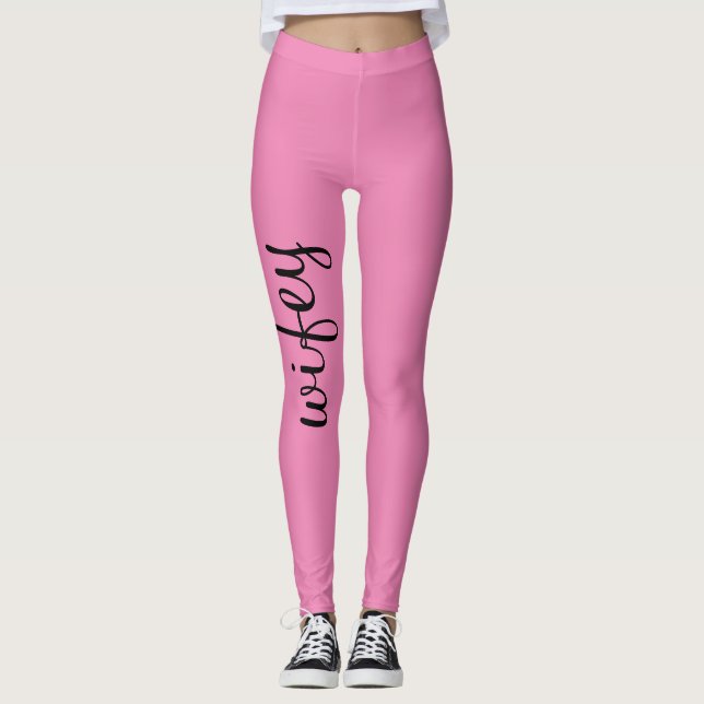 Leggings Femme Bébé rose Noir mignon Fille Chic tendance Un (Devant)