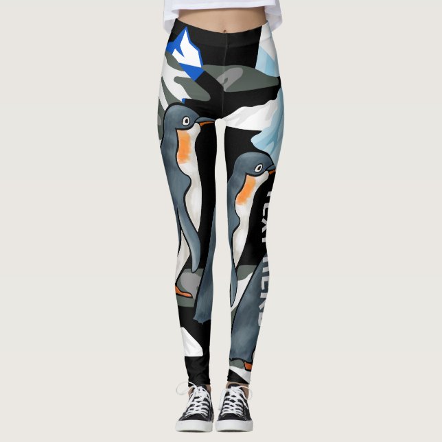 Leggings Femme de manchot élégant Black Arctic Adventure (Devant)