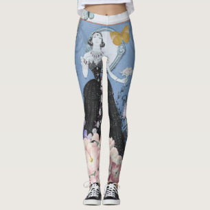 Leggings Femme élégante bleue Robe florale Chic