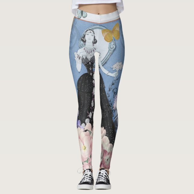 Leggings Femme élégante bleue Robe florale Chic (Devant)