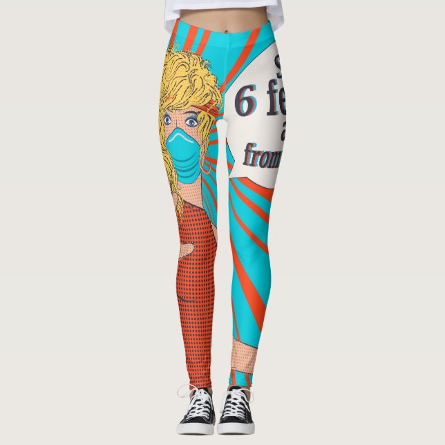Leggings Femme rétro pop art en masque facial (Devant)