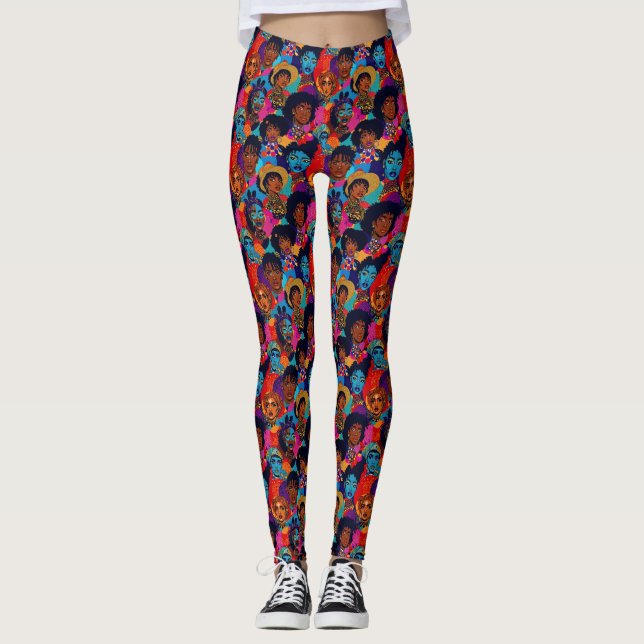 Leggings Femmes africaines colorées en bleu (Devant)