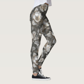 Leggings Femmes Argentées Vêtements Actifs Gardenias Fleur