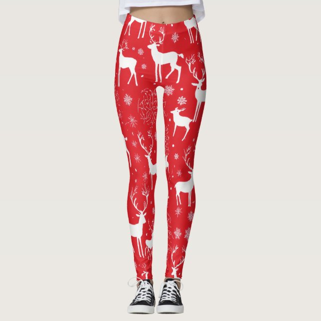 leggings femmes avec conception de cerfs rouges (Devant)