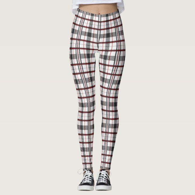 Leggings Femmes guêtres rouges/noirs/blanches de plaid (Devant)