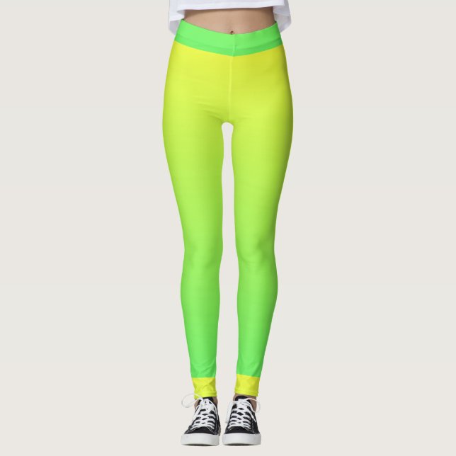 Leggings Femmes jaunes/vertes (Devant)
