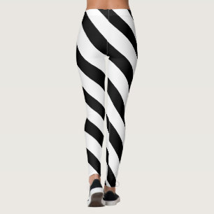Leggings Femmes Modernes À Rayures Noires Et Blanches