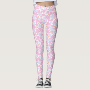 Leggings Femmes Pink/Bleu clair/Jambes de coeur orange