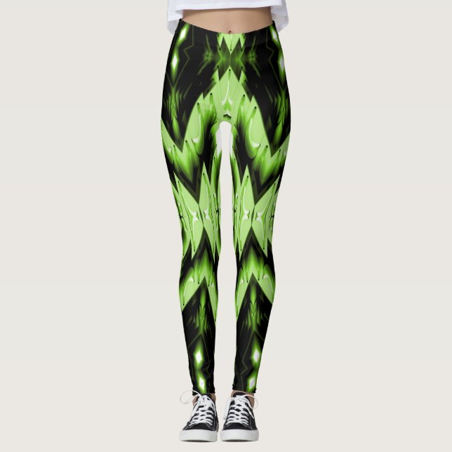 Leggings femmes vertes/noires (Devant)