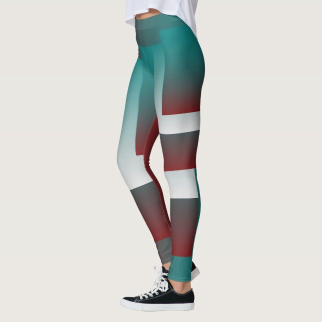 Leggings Fenêtres en blanc bordeaux turquoise (Gauche)