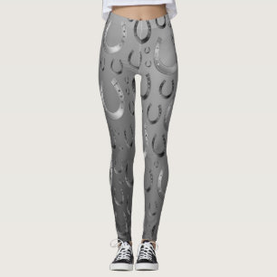 Leggings fer à cheval, argent, gris motif, chance, motif, r