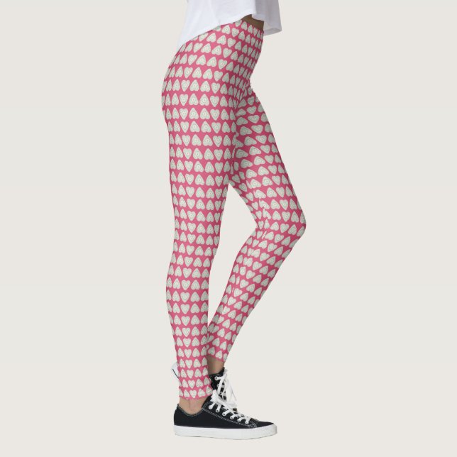 Leggings Fer Coeur Crochet Artisanat Blanc + Rose (Droite)