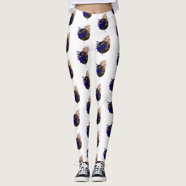 Leggings Ferme bleue sur cercle noir (Devant)