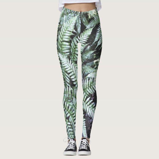 Leggings Fern Tropical Green Feuille Plante Forêt forestier (Devant)
