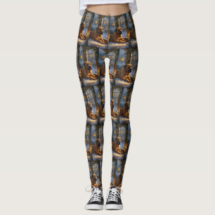 Leggings Festif Bullmastiff avec les lumières de Noël