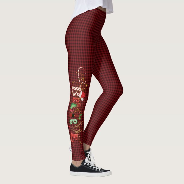 Leggings Festif Noël CROIRE Rouge Noir Plaid (Droite)