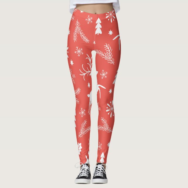 Leggings Festif Noël Motif sans couture (Devant)