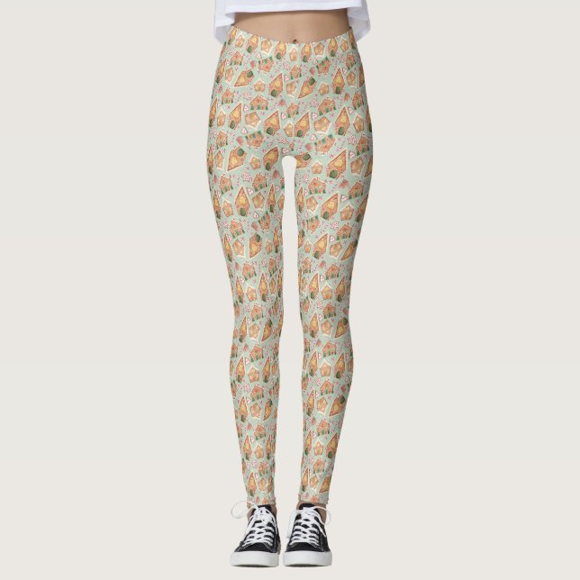 Leggings Festif pain d'épices Maison Motif Mint Noël (Devant)