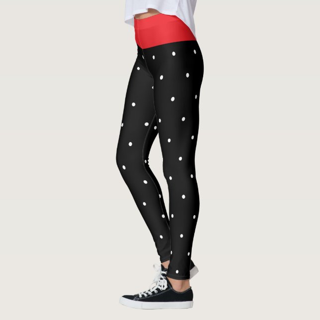 Leggings Festif Pois blancs noirs rouges (Gauche)