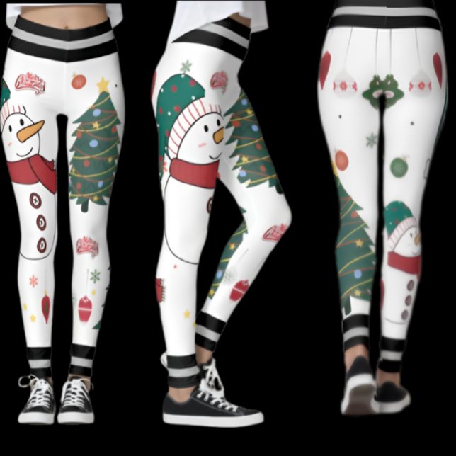 Leggings Festif Snowman & Noël Tree Motif Holiday (Créateur téléchargé)